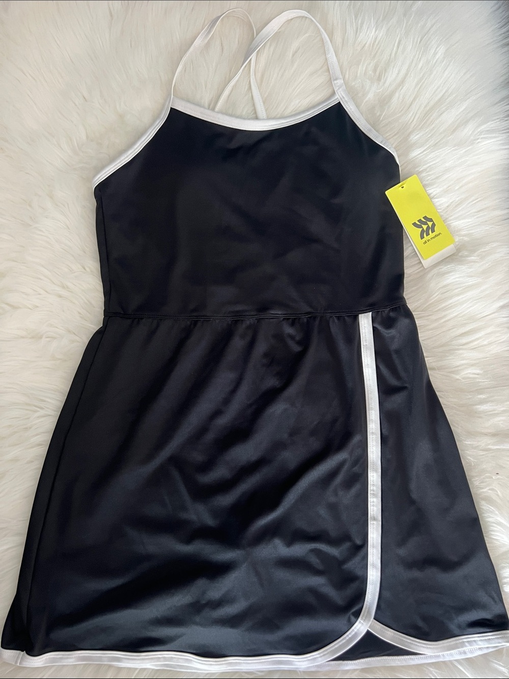 All in Motion Black Athletic Dress with Shorts White Trim